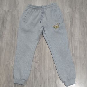Light Gray Women's Joggers with Embroidered Detail